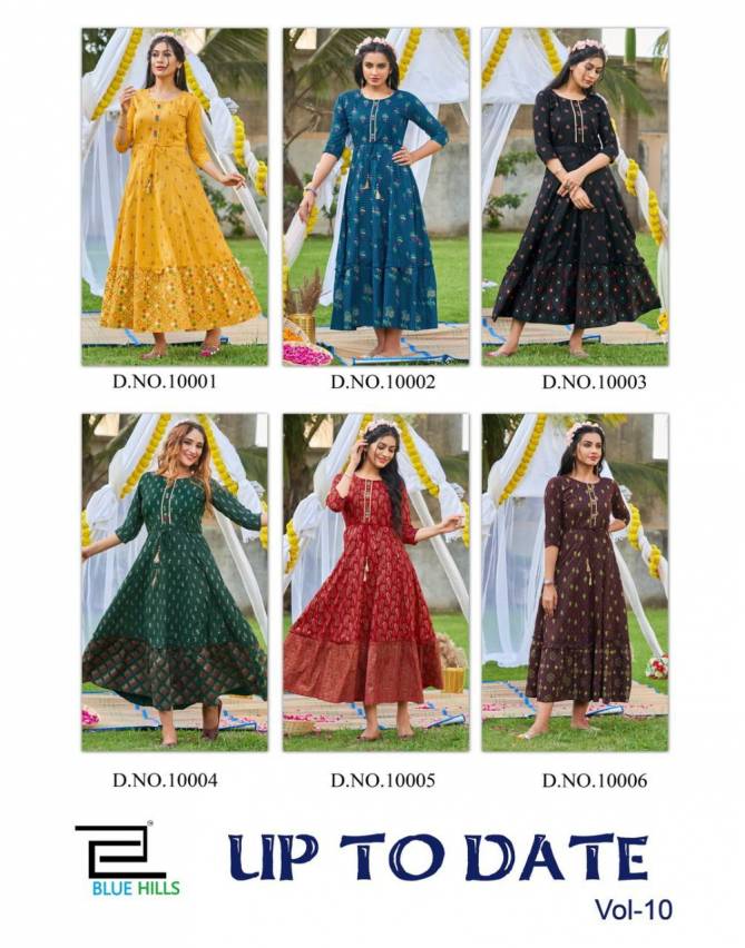 Blue Hills Up To Date 10 New Ethnic Wear Designer Cotton Long Kurti Collection